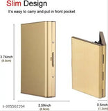 Gold RFID-blocking metal 8 card holder, protects against unauthorized scanning, durable and compact design, ideal for everyday use