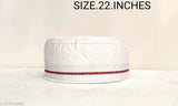 White cotton traditional Islamic cap with embroidered cross line, comfortable and washable - authentic Namazi Topi