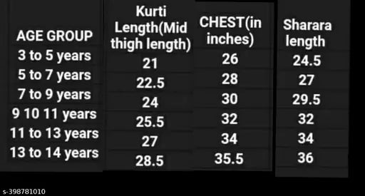 Cotton anarkali kurti & sharara set with printed floral dupatta, Gota lace, comfortable for kids aged 3-14 years