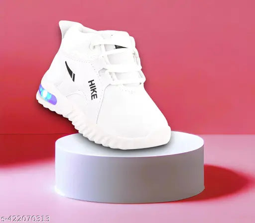 White casual shoes with LED accents, lightweight design, suitable for outdoor and indoor use