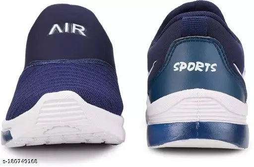 Navy and white Nike Air Sports shoe with a logo on the side