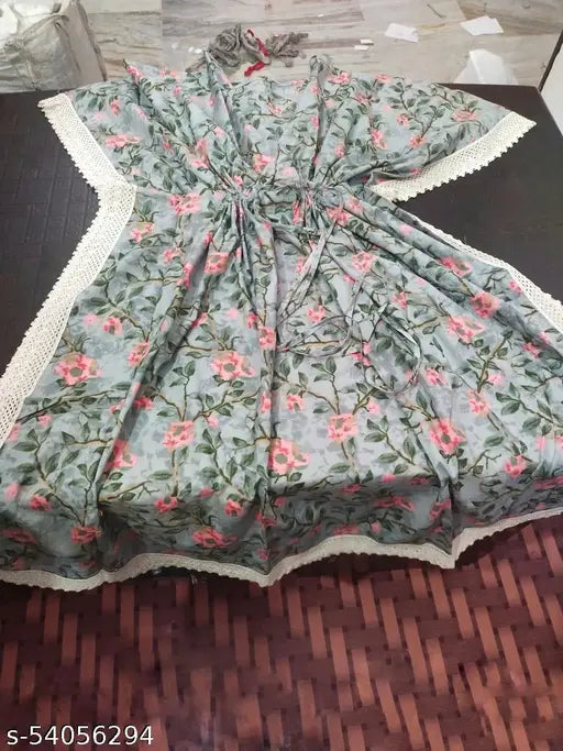 Kurta, floral print, blue lining" # Confirming visible patterns and color
