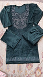 Velvet winter kurta palazzo set for women, soft velvet embellished net design