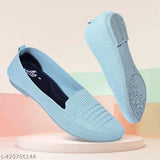 Aqua knitted slipper with elastic insole