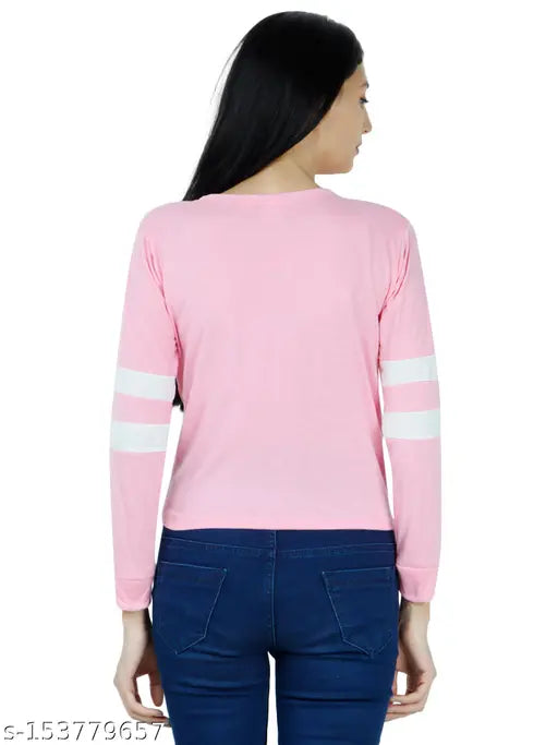 Solid cotton round neck full sleeve women's t-shirt, perfect for casual everyday wear