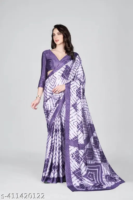 Purple soft silk saree with pallu and border
