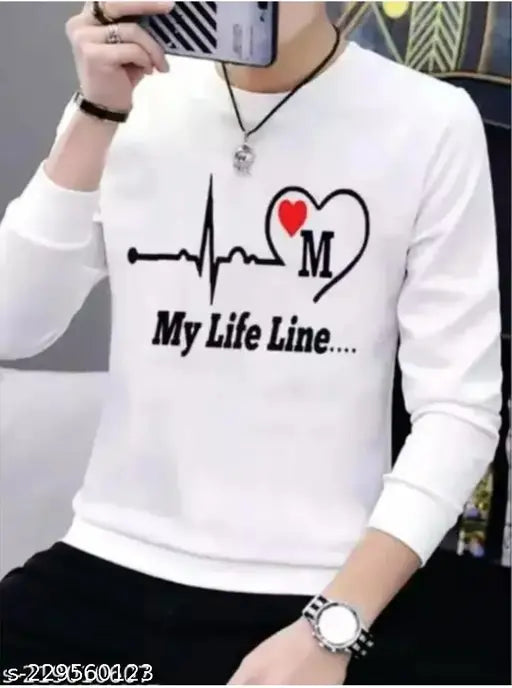 AmarCom printed life line t-shirt, long sleeves, polyester, unisex sizes S-XXXL