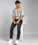 Gray cross pocket slim fit mens jeans