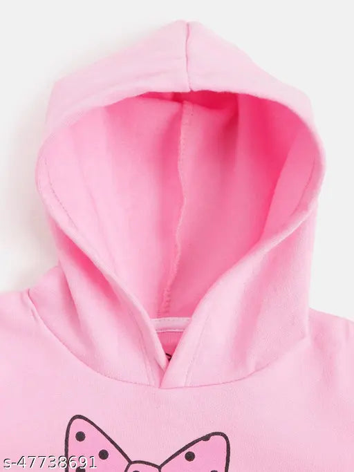 Pink cotton blend hooded sweatshirt for girls with Lazy Shark printed design, long sleeves and multiple sizes available from 2-8 years