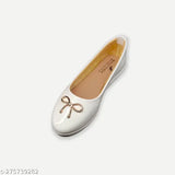 White synthetic ballerina shoes for women by Bally Foot, contemporary design and exceptional comfort for quintessential dressing upgrade