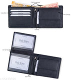 Solid leather men's bi-fold wallet, Hide Horn brand, RFID protected, 2 compartments, 3 card slots, India origin