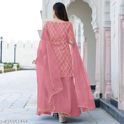 Pink dupatta with intricate embroidery, full-length, suitable for Diwali festive wear