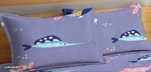 Premium cotton, cartoon-printed, superfine king size fitted bedsheets with 2 pillow covers, ideal for adults in summer. TARAIN Collection