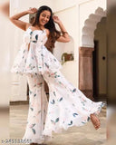 Fancy Georgette top & sharara set, shoulder straps, Indian traditional outfit for women