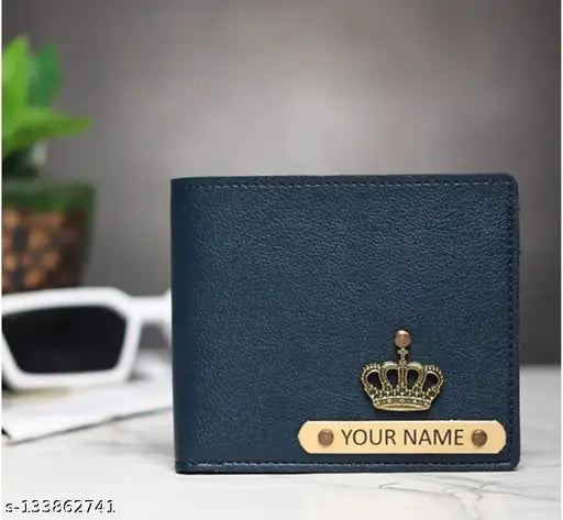 Unique, customized canvas & leather men's waller with 5 compartments, printed net design, free size (L:10cm, W:11cm). Personalize your order via WhatsApp from Gillkart