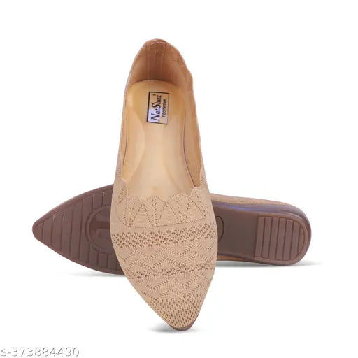 Indian-made solid mesh women's ballerinas - slip-on, Ind-5 to Ind-9 sizes