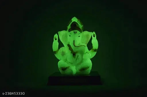 Hand-crafted Indian poly resin Ganesha Idol, embellished with goldwork, 11cm x 8cm x 6cm, ideal for home decor or gifting