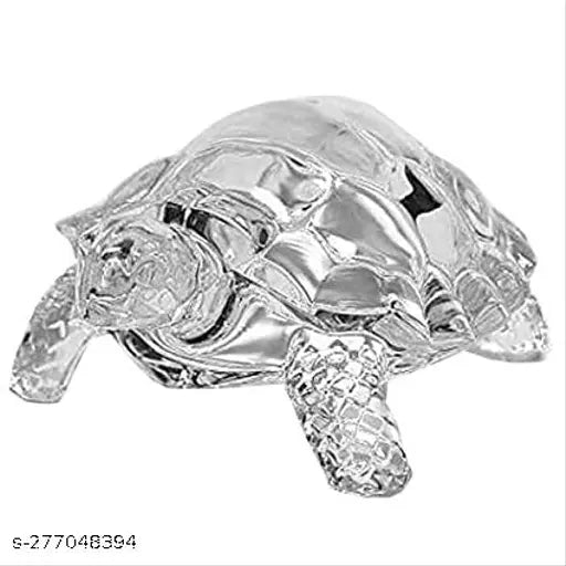 Crystal Tortoise/Turtle, enhancing career, education, & peace (12cm x 10cm). Indian-crafted home decorative showpiece