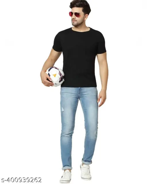 Budget-friendly soft cotton half sleeve T-shirt for men, affordable prices, ideal for daily wear and long-lasting comfort