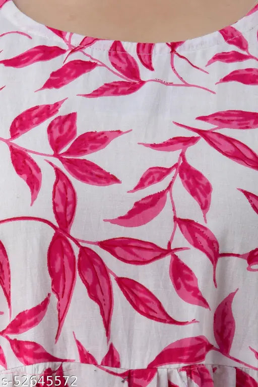 Pink cotton floral women's blouse