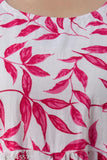 Pink cotton floral women's blouse