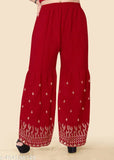 Red embroidered kurta and matching sharara and dupatta set