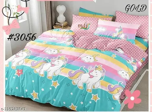 3D Gold Double Bedsheet With 2 Pillow Covers (Size 90x90 Inches) By NS Shop