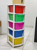 Five plastic modular storage bins with compartments for organization