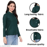 Women's/Girls DIAZ Solid Zip T-Shirts, 2-pack in Slimfit Full Sleeves, Polyester Fabric