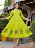 Rayon embroidered long-sleeve kurti for women, printed combo, three-quarter sleeves. Size options: S to XXXL. India-made designer wear for casual or festive occasions