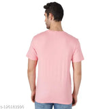 Pink cotton round neck half sleeve t-shirt with graphic print for men, featuring design from The Dry State brand