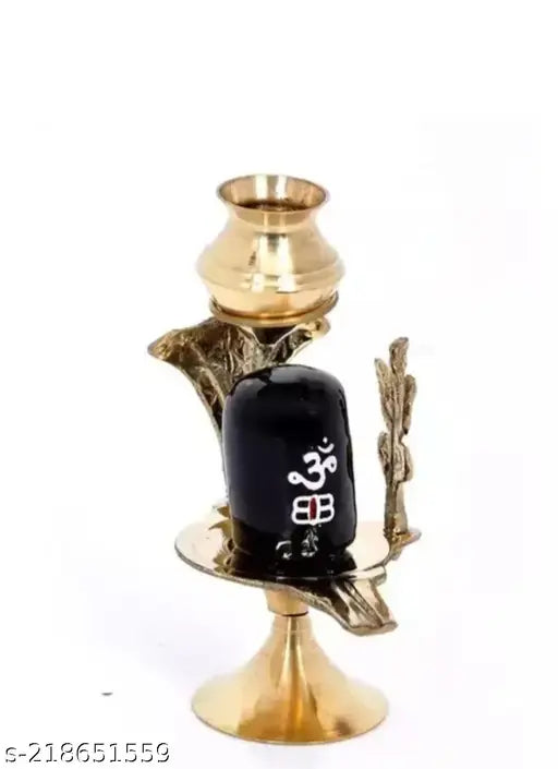 Black brass Shivling figurine, small size for home worship or decor