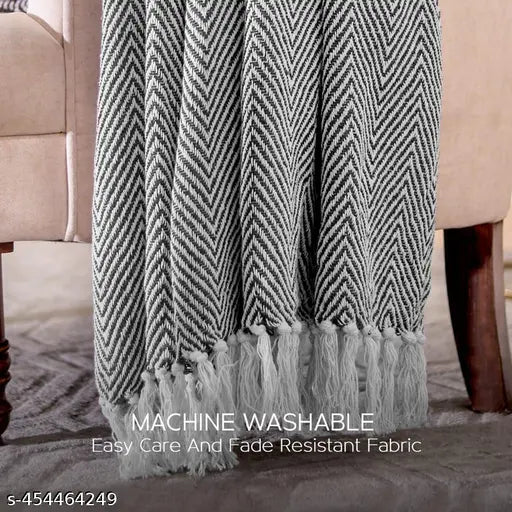 Striped cotton sofa throw, 50x60 inches, by TARANTARAN