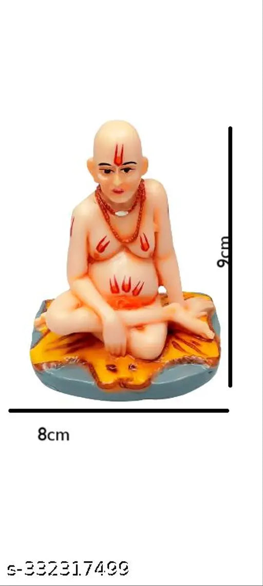 High-quality resin Shree Swami Samarth Idol, 9x8cm, varies in color. Elegant home decor showpiece or gift