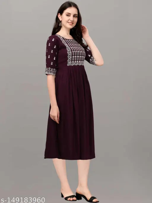 Purple kurta with embroidery