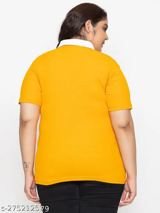 Plus-size women's cotton blend polo collar t-shirt combo pack, stretchable and breathable for active wear from Tysort (India)