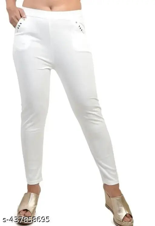 Maroon and White Lycra Jeggings, stylish workwear with checked pattern and practical pockets