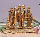 Metal Hindu religious idol set: Lord Ram Darbar with Sita, Laxman, Hanuman - traditional Indian craftsmanship for home decor or gift items (18cm x 13cm x 8cm)