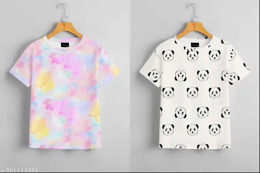 Colorful tie-dye T-shirt set, women's and girls', regular fit or oversized, perfect for summer