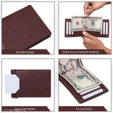Brown PU men's money clip wallet, textured design, carries 7 cards + 2 secrets + 2 currencies. Premium artificial leather, compact size for pocket or travel. Made in India