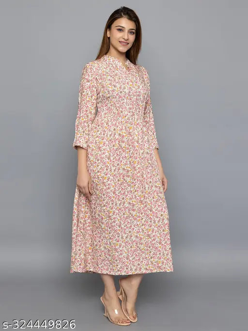 Printed kameez, floral pattern, long sleeves