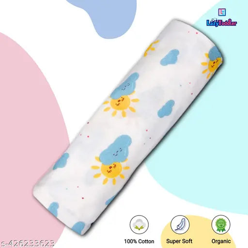Extra Soft Geometric Flannel Swaddle Blanket (100cm x 100cm), single PCE - Ideal for AC room, ultra-soft cotton