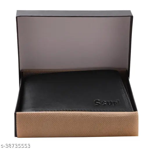 Fancy Modern Leather Wallet with 5 compartments, colorblock design, free size (10cm x 10cm), trendy accessory for men, Made in India