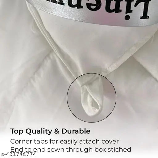 220 GSM Reversible Satin Striped Microfiber Comforter | King Size Double Bed Duvet for Winter (90x100 inches) - White