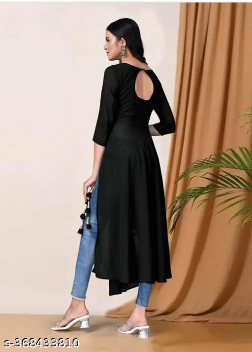 Indian Georgette three-quarter sleeve dress - solid Latkan fashion for women