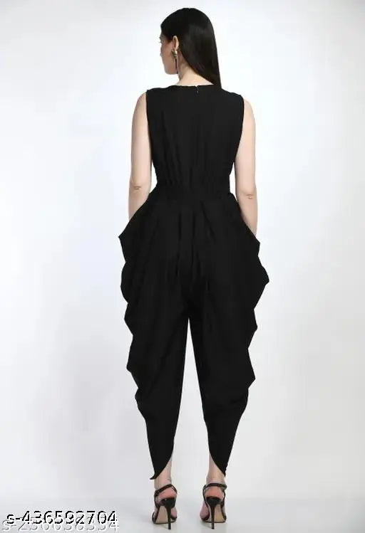 White crepe sleeveless maxi dhoti jumpsuit, modern Indian fashion for festive events