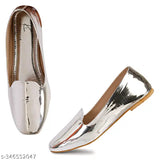 Synthetic silver chrome Jutti Style Ballerinas - handcrafted ladies' shoes for parties, office, college wear