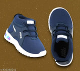 Kids light up casual shoes with velcro straps in blue and white, suitable for outdoor or indoor wear