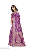 Purple and gold paisley design Banarasi silk saree for women
