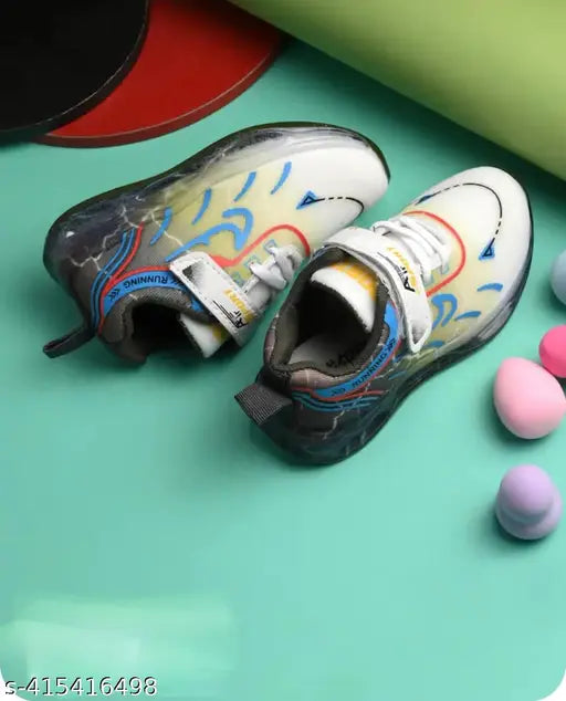 Gray and white sneakers with a unique design